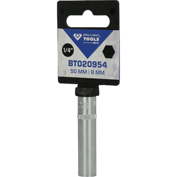 BRILLIANT TOOLS 1/4 Sechskant-Stecknuss lange Ausführung 8 mm - BT020954