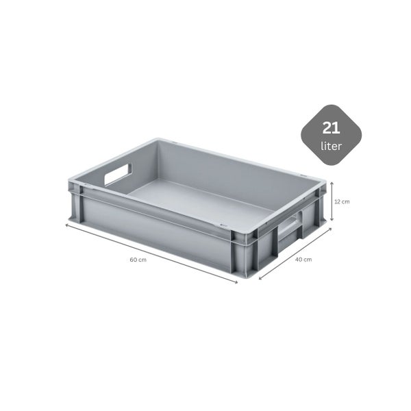 PROREGAL SuperSparSet 5x Eurobehälter mit Offenem Griff und Scharnierdeckel HxBxT 12 x 40 x 60 cm 21 Liter Grau Eurobox Transportbox
