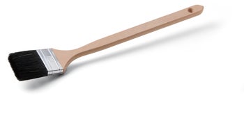 Flachpinsel mit langem Holzstiel und dunklen Borsten für präzise Malerarbeiten.