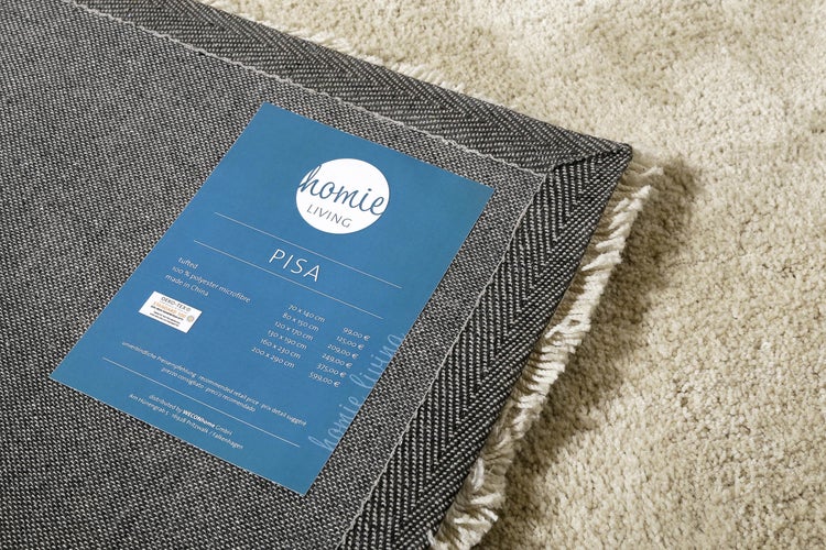 Teppich Creme Beige meliert Hochflor Pisa Homie Living 70x140 cm