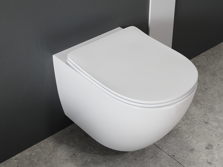 Aqua Bagno Design Hänge-WC Silk – S.10217.10219 – Spülrandlos – Markenkeramik – Softclose-Sitz