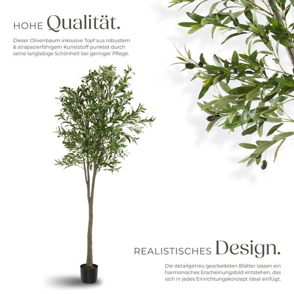 Künstlicher Olivenbaum tectake Oleand stabiler Kunststoff-Blumentopf verschiedene Größen grün