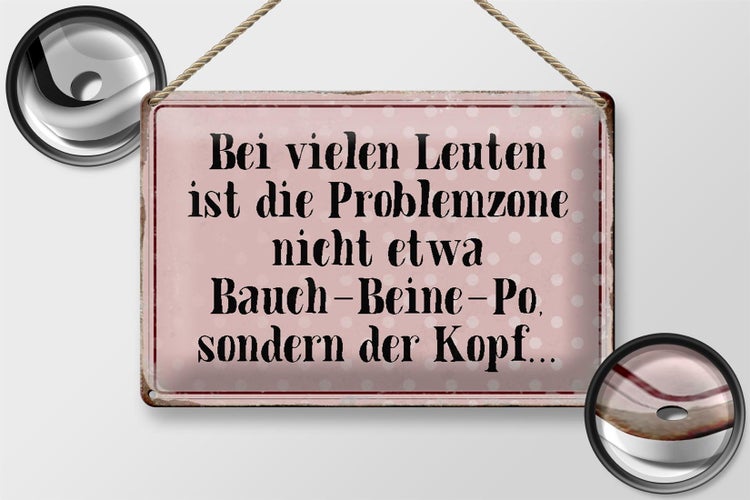 Blechschild Spruch 30x20cm Problemzone ist der Kopf Retro