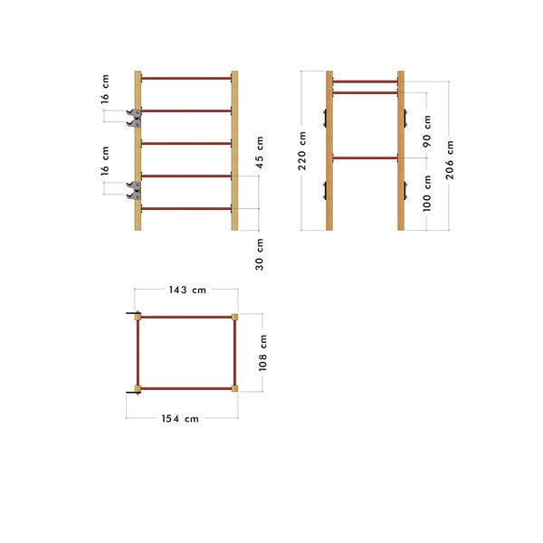 WICKEY FIT Base 410 – Outdoor-Fitnessgerät – rot