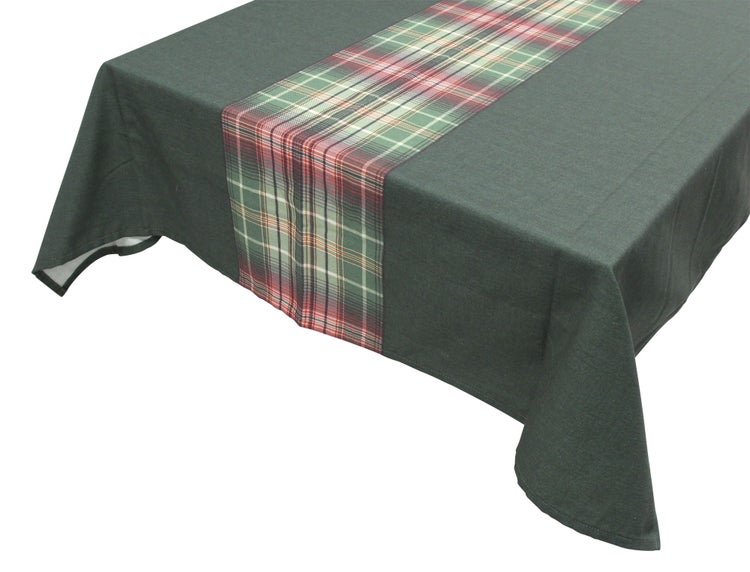 FRANK FLECHTWAREN | Tafeldecke Karo-Grün, 140 x 240 cm, POLYESTER, BAUMWOLLE