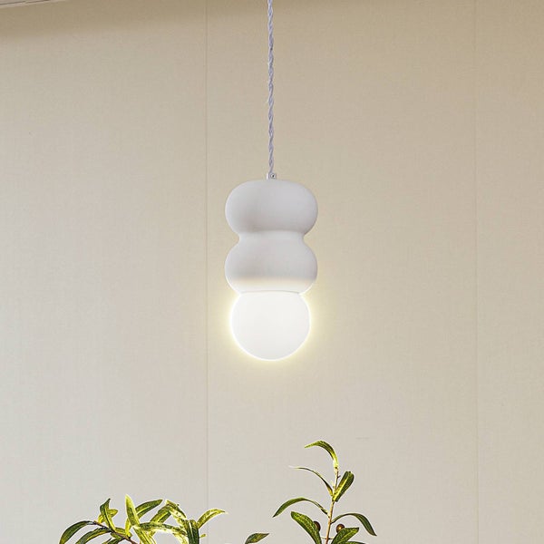 Lindby Pendelleuchte Nielson (Modern) in Weiß aus Gips/Ton (1 flammig, E27) - Deckenlampe Esstischlampe Hängelampe Hängeleuchte Wohnzimmerleuchte