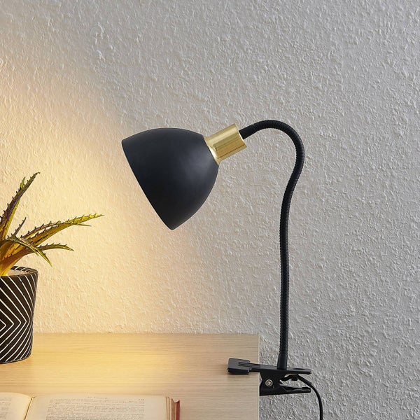 Lindby Klemmleuchte Genora (Modern) in Schwarz aus Metall (1 flammig, E14) - Tischlampe Tischleuchte Leselampe Nachttischlampe Wohnzimmerleuchte
