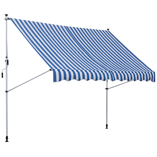 Outsunny Markise, Gelenkarmmarkise, 300 x 150cm, Alu, Blau+Weiß