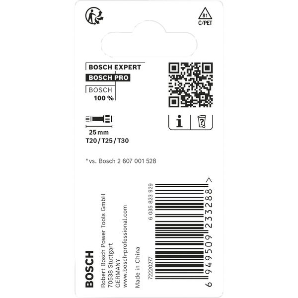 Bosch Expert Bosch Pro Bitset T20 T25 T30 25 mm