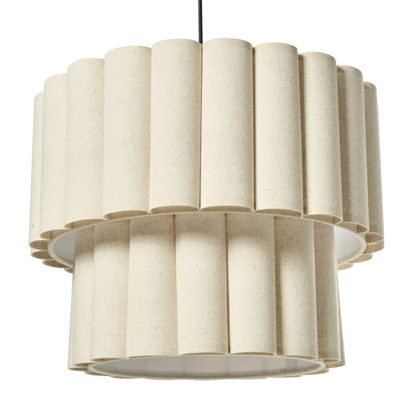 Zweischichtige Textil-Hängeleuchte für den Innenbereich