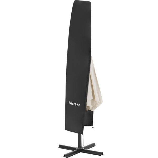 Schwarze tectake Schutzhülle für Ampelschirme aus wetterfestem Material mit Reißverschluss