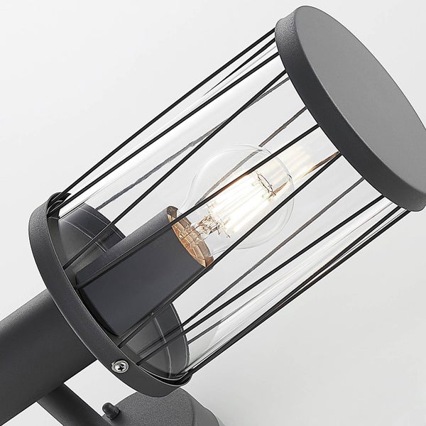 Lindby Wandleuchte außen Yonan mit Bewegungsmelder (spritzwassergeschützt (Modern) in Schwarz aus Edelstahl (1 flammig, E27) - Wandlampe für Außenwand/Hauswand Haus Terrasse und Balkon