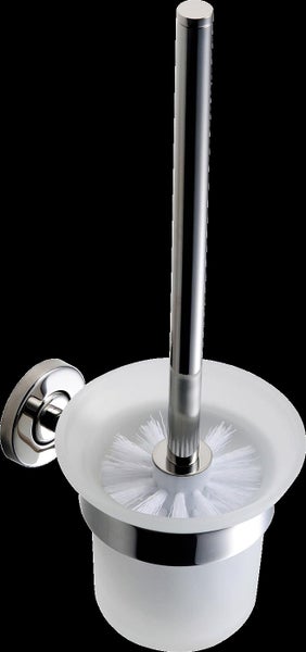 Wand-WC-Bürstengarnitur mit mattem Glasbehälter und Halterung aus Metall
