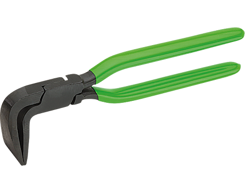 Gebogene Blechknabberzange mit grünem Griff