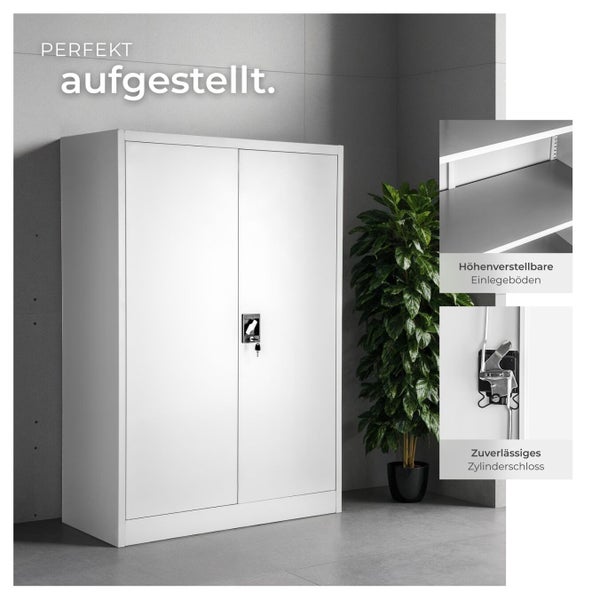 Stahlschrank mit Zylinderschloss und verstellbaren Einlegeböden