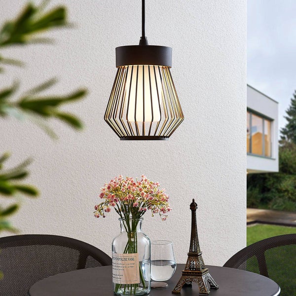 Lindby Außenleuchte Vajana (spritzwassergeschützt (Retro, Vintage Antik) in Schwarz aus Aluminium (1 flammig E27) - Pendelleuchte außen
