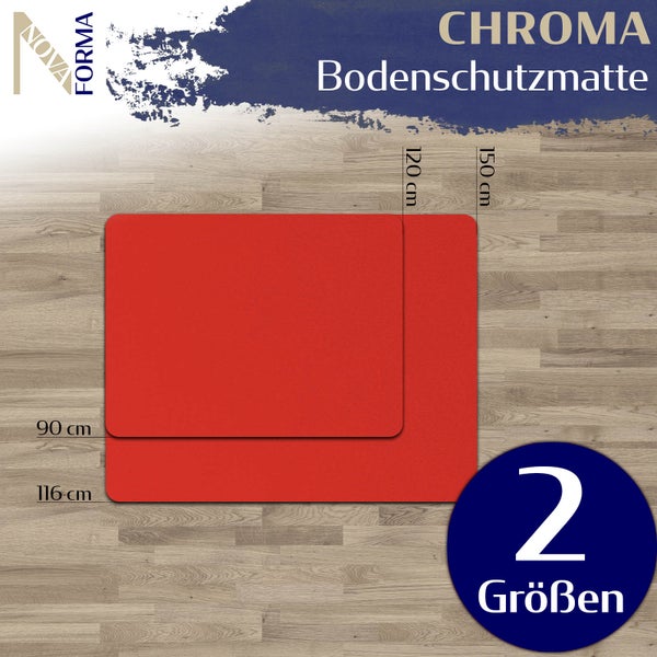 Bodenschutzmatte PE CHROMA - Rot - 90x120 cm - Hartboden - Bunte Schutzmatte als Unterlage für Bürostuhl