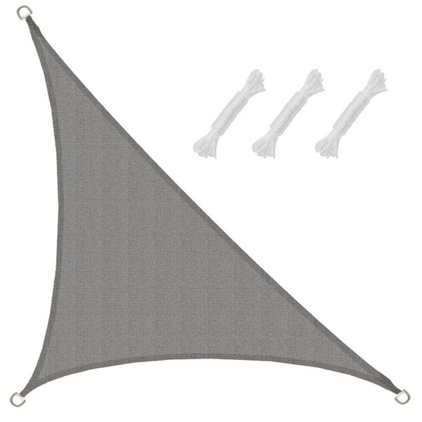 AMANKA UV Sonnensegel - 2,5x2,5x3,5 HDPE Dreieck Rechtwinklig Sonnenschutz Plane Balkon Garten Grau