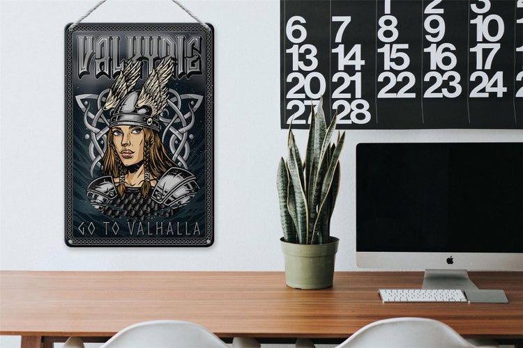Blechschild Spruch 20x30cm Valkyrie go to Valhalla Wiking