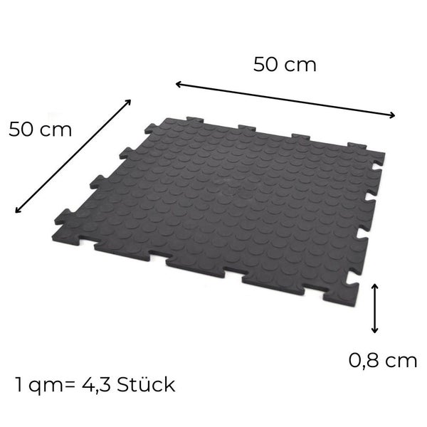 Klickfliesen Bodenplatte Kunststoff Balkon Terasse Garage Werkstatt Camping Fliesen Bodenbelag 50 PVC Klicksystem 10x Klickfliesen schwarz