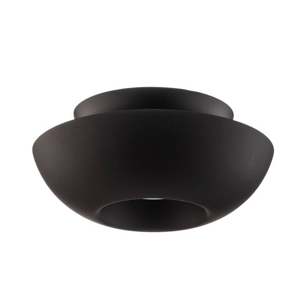 Schwarze, runde Wandleuchte oder Deckenleuchte aus Metall mit minimalistischem Design.