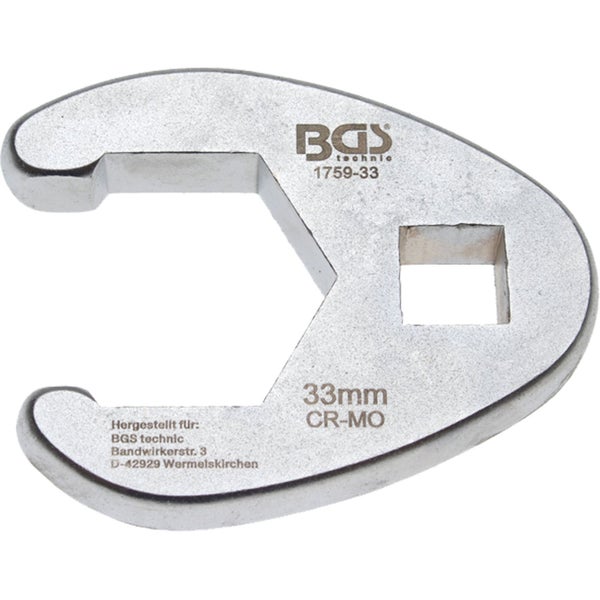 BGS Hahnenfußschlüssel Antrieb Innenvierkant 12,5 mm (1/2) SW 33 mm - 1759-33