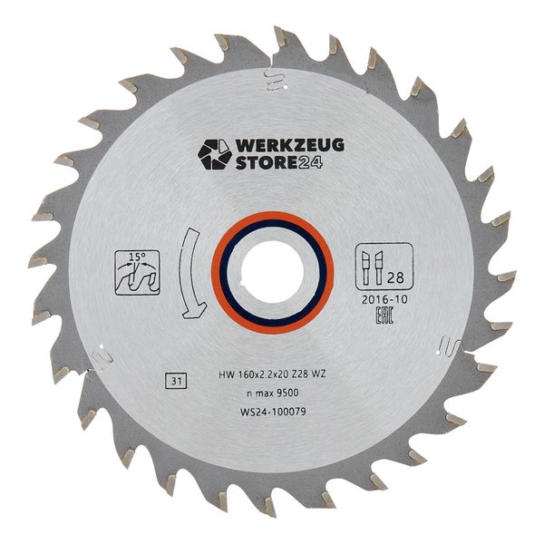 WS24 HM Kreissägeblatt Holz 160 x 2,2 x 20 WZ 28 - WS24-100079