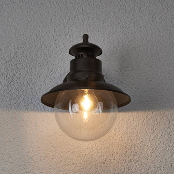 Lindby Wandleuchte außen Eddie (spritzwassergeschützt (Landhaus, Vintage Rustikal) in Braun (1 flammig E27) - Außenwandleuchten Wandlampe Led Außenlampe Outdoor für Außenwand/Hauswand