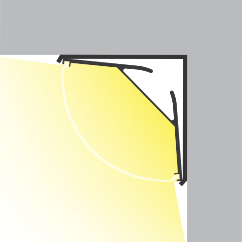 Eckmontage mit indirekter Beleuchtung