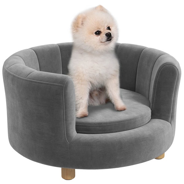 PawHut Hundesofa, 65B x 64T x 37H cm, Polyester, Schaumstoff, Grau