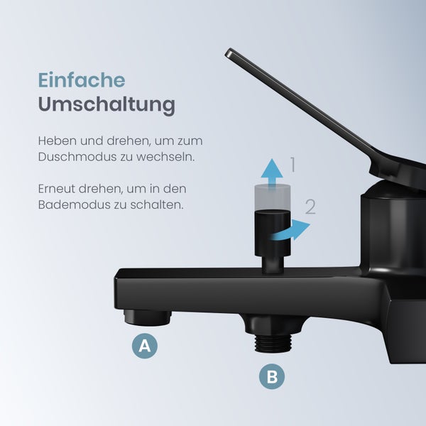 EMKE Duscharmatur Schwarz Matt, Einhebelmischer mit G1/2 Anschluss, Minimalistische Mischbatterie für Dusche, Badarmatur im modernen, kantigen Design,212mm x 201mm