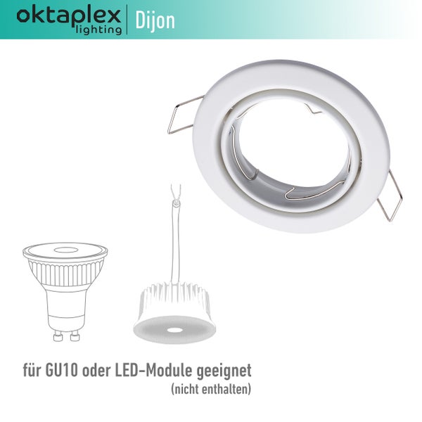 Dijon Einbauspot 6er Set Flach IP20 Schwenkbar GU10 LED Module Lochmaß 68mm Wohnraum Led Einbauleuchte Spot Rahmen Weiß Deckenstrahler