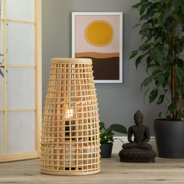 Laterne Iva 40 Bambus, mit Windlicht-Glaseinsatz naturfarben