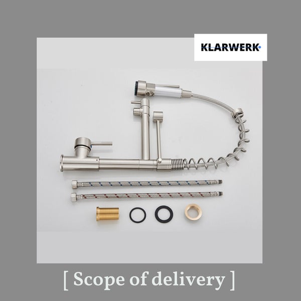 Björn | Gastronomie Chrom Silber Küchenarmatur| Zwei Brausen | Edelstahl Professional Wasserhahn Küche| Doppelspülbecken Restaurant