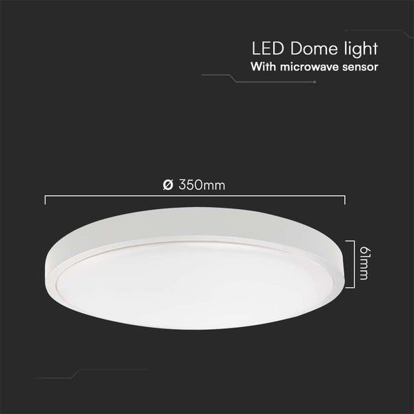 LED Deckenleuchte mit Mikrowellensensor, Durchmesser 350 mm, Höhe 61 mm