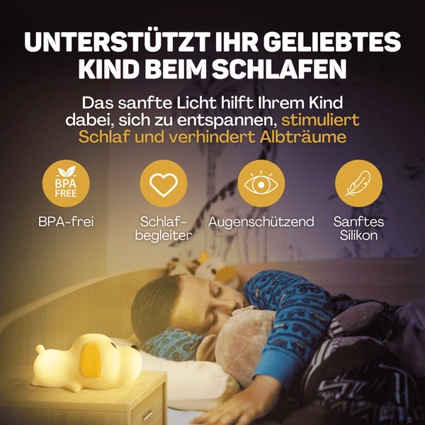 Vulpes Goods Nachtlicht für Kinder mit Touch-Bedienung und 8 Farben - Silikon-LED-Nachtlicht für das Kinderzimmer - USB