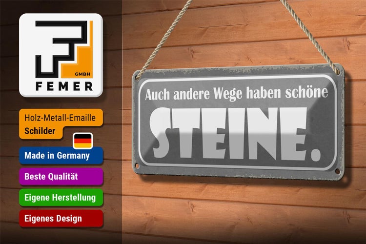 Blechschild Spruch 27x10cm auch andere Wege haben Steine Dekoration
