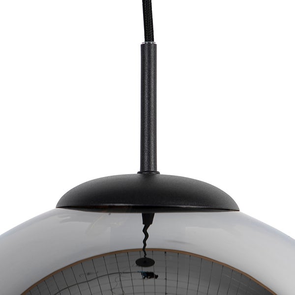 Art Deco Hängelampe schwarz mit Rauchglas 30 cm - Pallon
