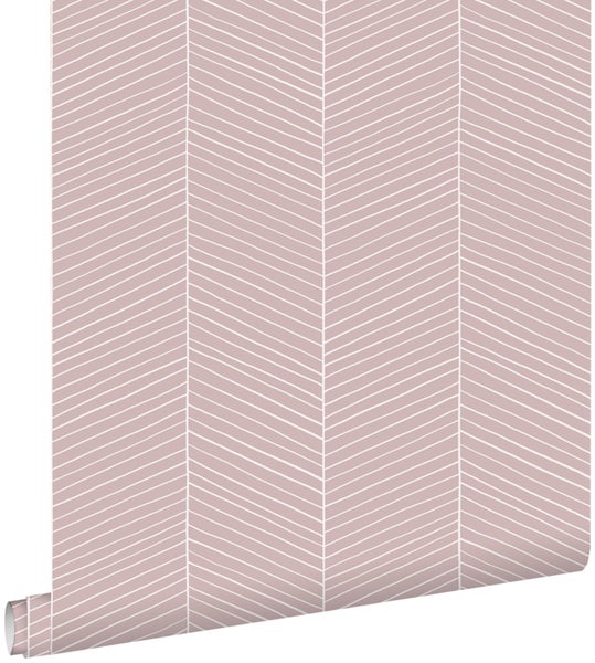 ESTAhome Tapete Fischgrätmuster Altrosa - 53 cm x 10.05 m - 139107
