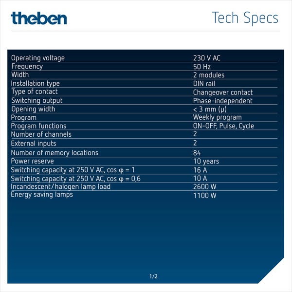 Theben 6110130 TR 611 top3 - Digitale 1-Kanal Zeitschaltuhr mit externem Eingang und App-Programmierung, perfekt für LEDs, Zeitschalter