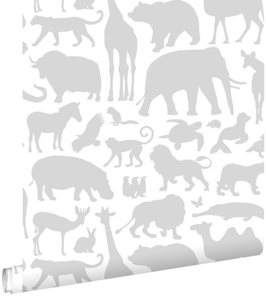 ESTAhome Tapete Tiere Grau - 53 cm x 10.05 m - 139054