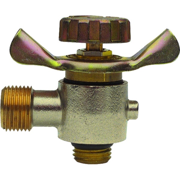 Gasflaschenventil aus Metall mit Flügelgriff und Gewindeanschluss.