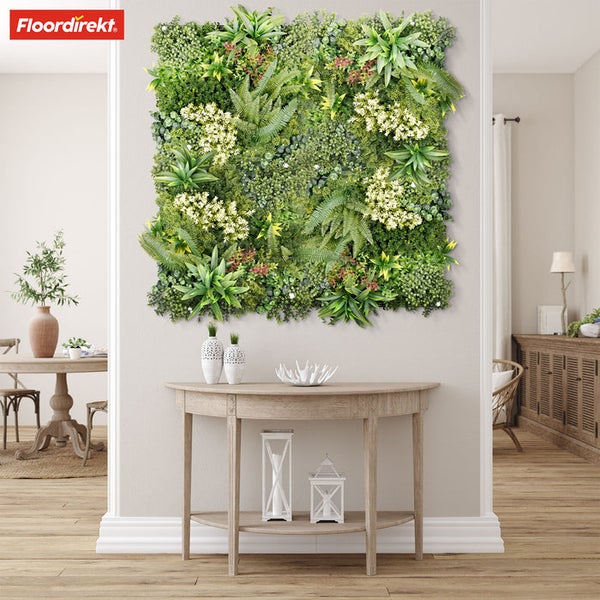 FLOORDIREKT Pflanzenwand - Rhea - Typ A -Kunstpflanzenwand zur Dekoration - 50 x 50 cm