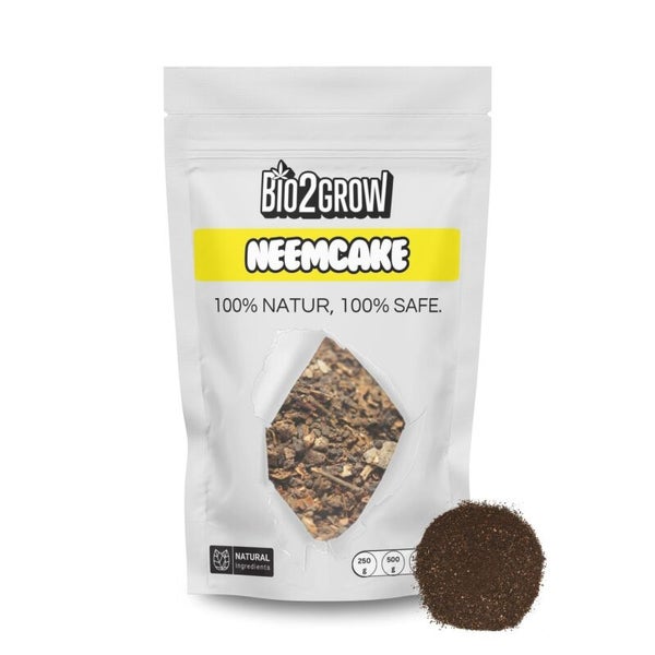 Bio2Grow Neemcake Packung mit Sichtfenster und Neempulver