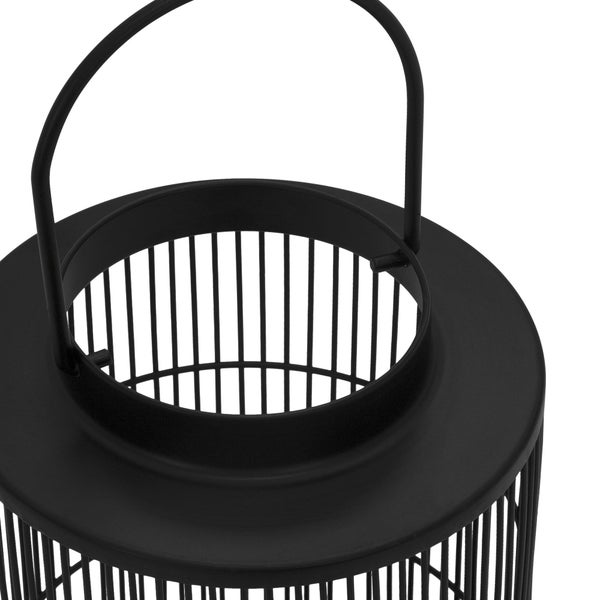 ECD Germany LED Laterne Ø18xH42 cm, Schwarz, Metall, Gitter Design, Gartenlaterne mit Henkel, batteriebetrieben, Outdoor Leuchte, Wohnzimmer & Garten Deko-Windlicht, Hänge Steh Lampe für Innen & Außen