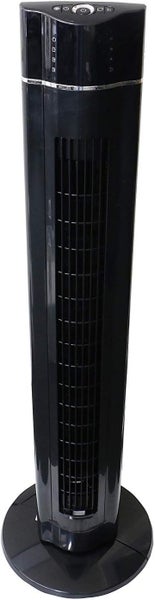 JUNG LIFETIME Ventilator leise mit Fernbedienung Timer 106cm schwarz/silber 60W