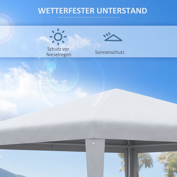 Wetterfester Unterstand mit Schutz vor Nieselregen und Sonnenschutz.