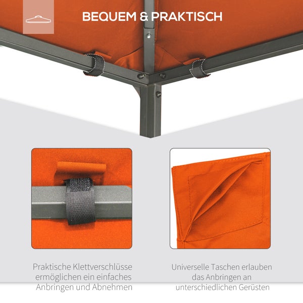 Outsunny Ersatzdach für Gartenpavillon, 2,98 x 2,95 m, Sonnenschutz Polyester, Orange