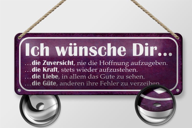 Blechschild Spruch 27x10cm ich wünsche dir Kraft Liebe Güte Dekoration