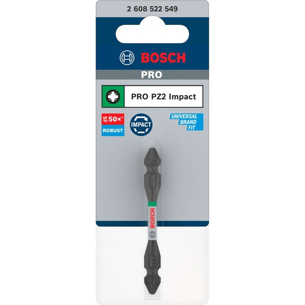 Bosch PRO Impact Schrauberbit mit Doppelklingen und Pick and Click-Einsätzen PZ2 65 mm - 2608522549